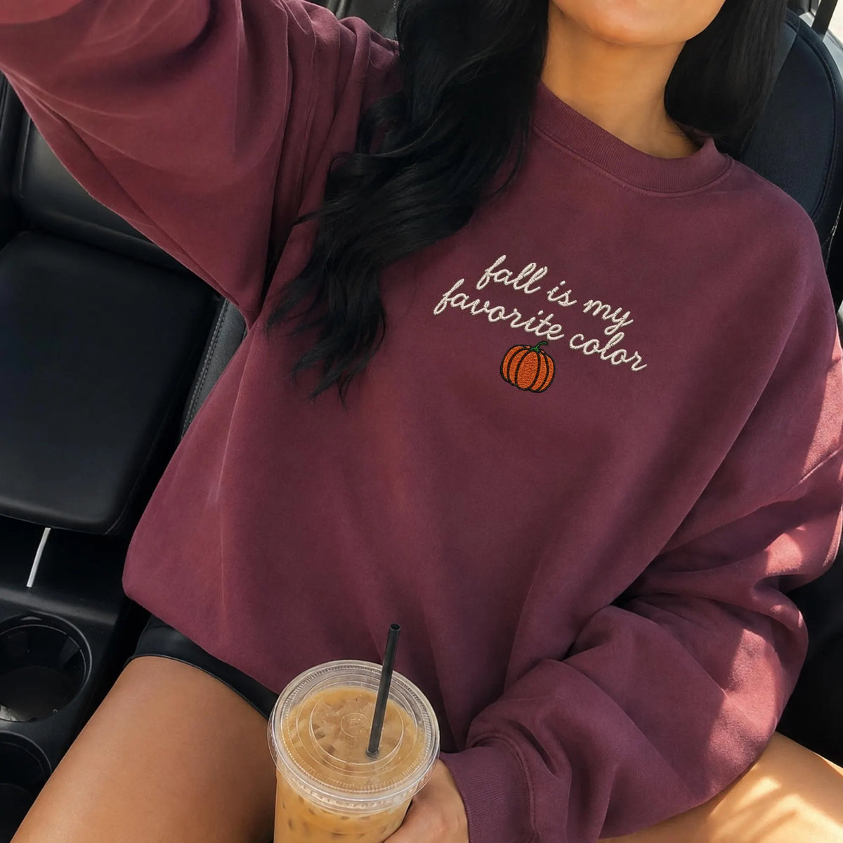 Fall Is My Favorite Color Embroidered Sweatshirt