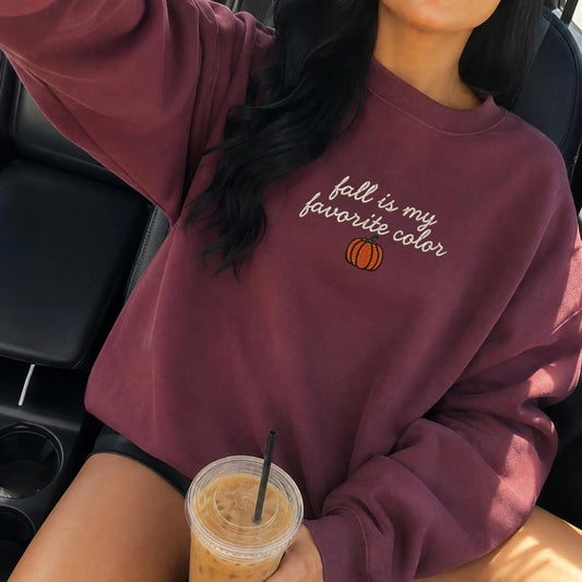 Fall Is My Favorite Color Embroidered Sweatshirt