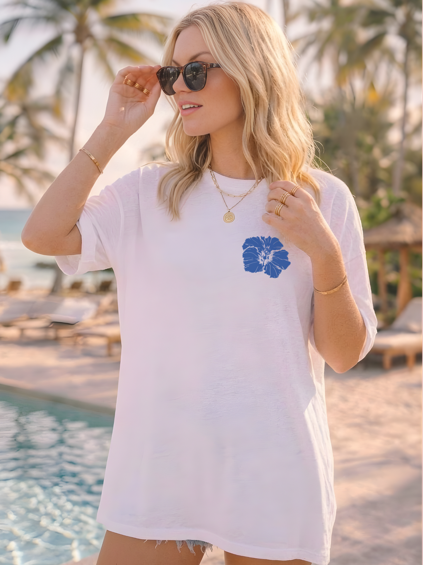 Beach Vacation T-Shirt — "Out of Office" Floral & Starfish Graphic